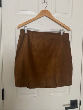 a.n.a Brown Suede-Look Mini Skirt